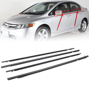 4-Piece Car Window Moulding Trim Weatherstrips Seal Fit for Honda Civic Sedan 06-11