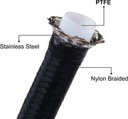 Nylon PTFE Fuel Line Kit Universal 30FT AN8 AN10 with 10-Piece 0 45 90 180 Degree Fittings Hose for