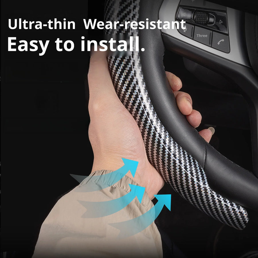Carbon-Fiber-Texture 37-38CM Steering Wheel Cover for Tesla
