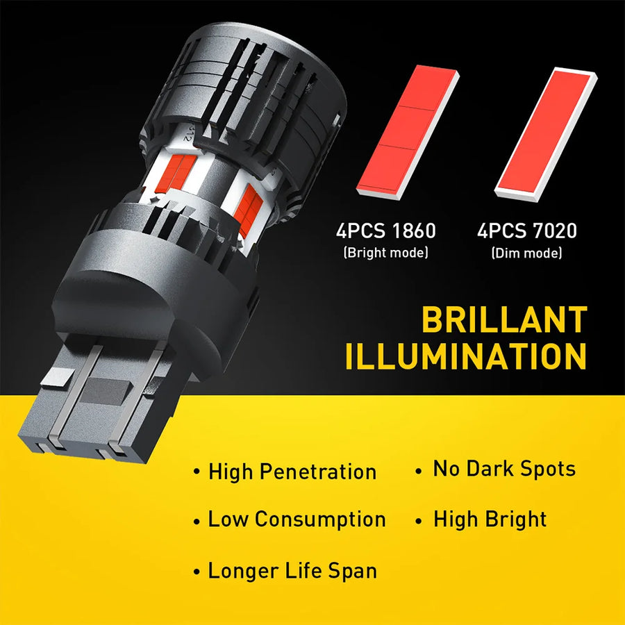 2-Piece 7440/7443 LED Brake/Tail Light Bulb – Red, CANBUS, 12V
