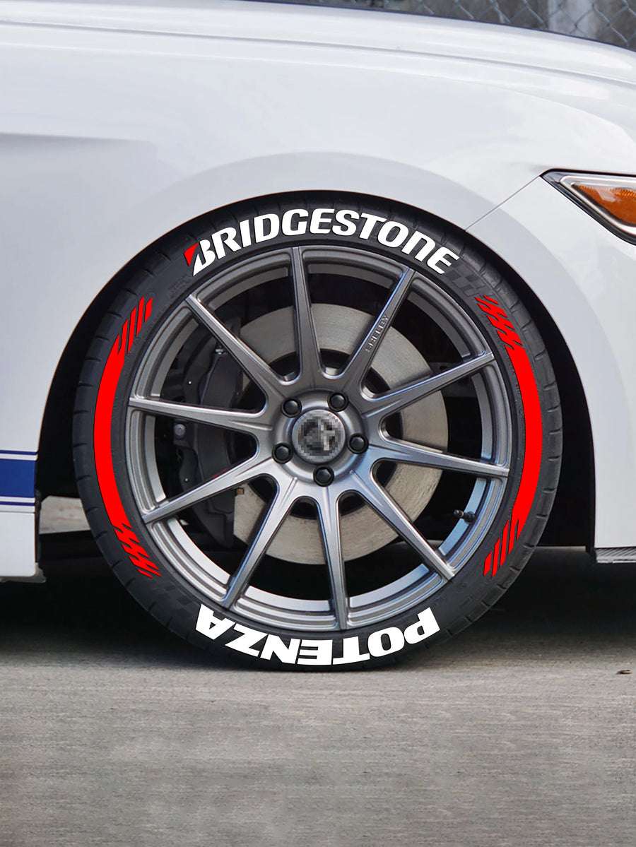 Bridgestone Tire Letter Stickers Set for 4 Wheels 3D Pvc Raised Tire Decals Waterproof Car Racing Tire Sidewall Decor