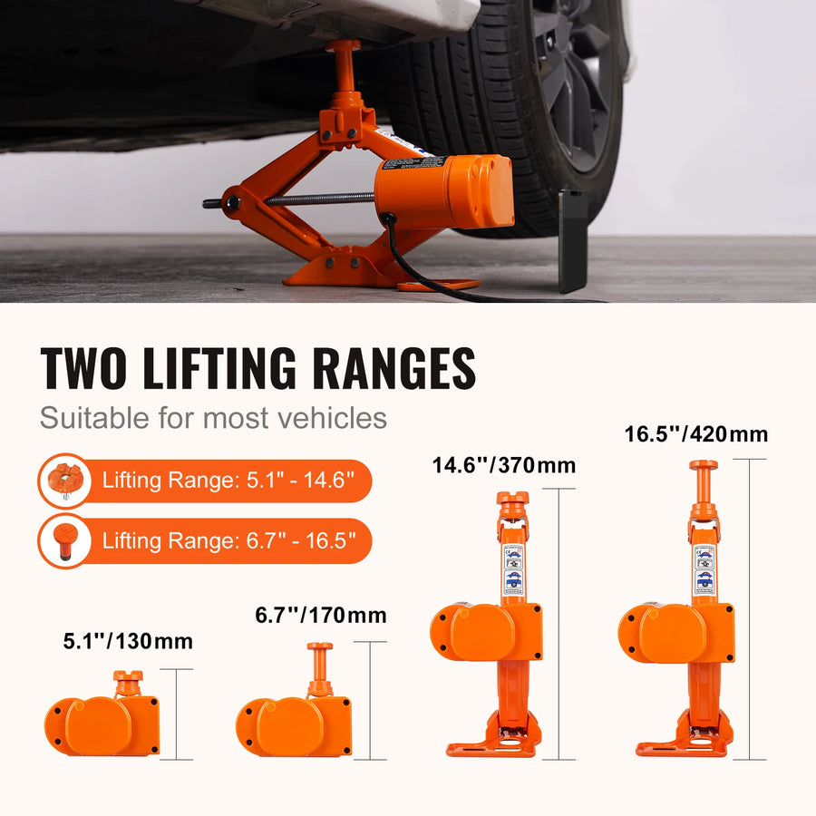 3-Ton 12V Electric Scissor Jack with Optional Impact Wrench