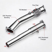 Stainless Steel 3 in Exhaust Downpipe for 1999–2004 Volkswagen Golf/Jetta/Beetle
