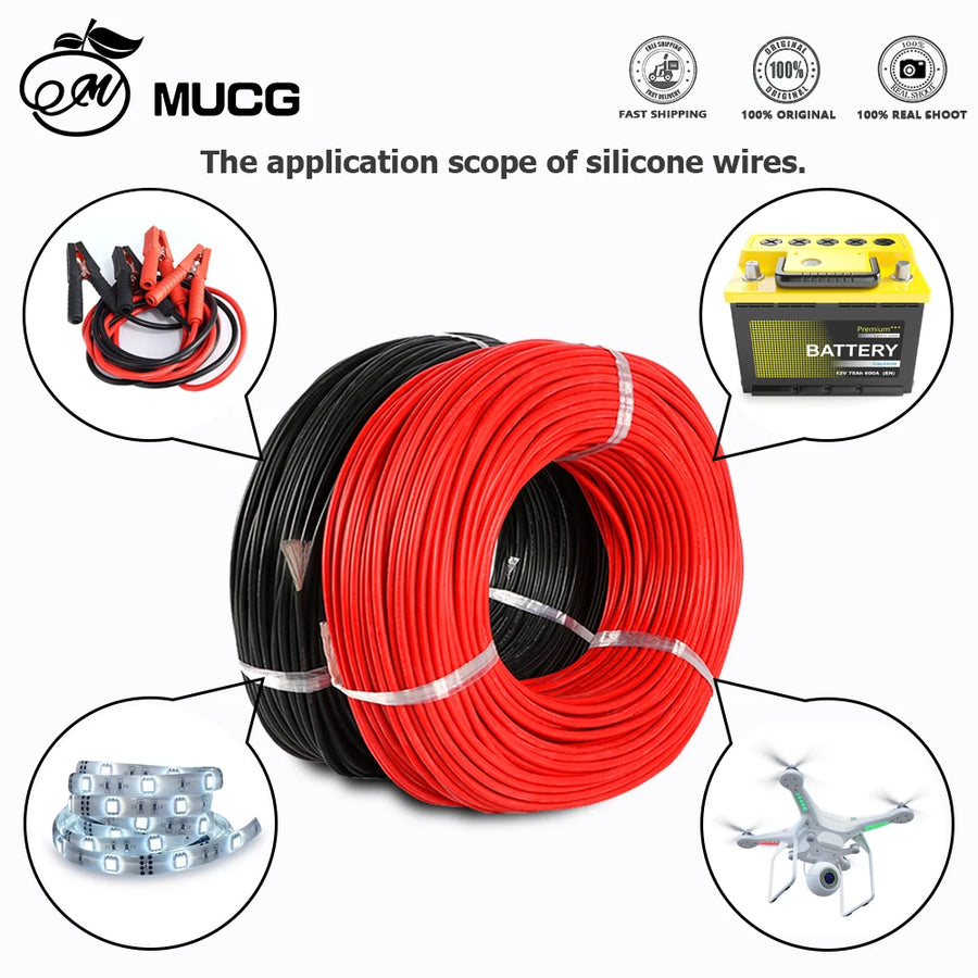High-Current Silicone Battery Cable - 1m to 50m, 4 AWG to 95mm²