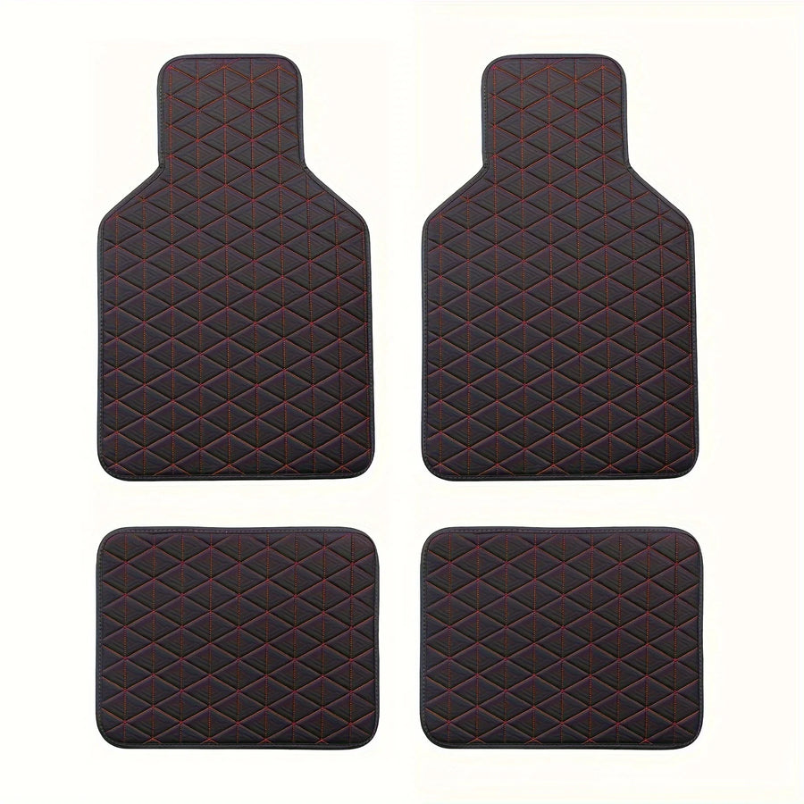 4-Piece Waterproof PU Leather Car Floor Mat Set