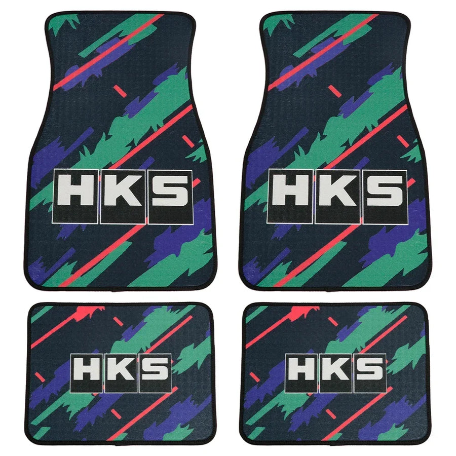 HKS Le Mans Confetti 4-Piece JDM Car Floor Mat Set