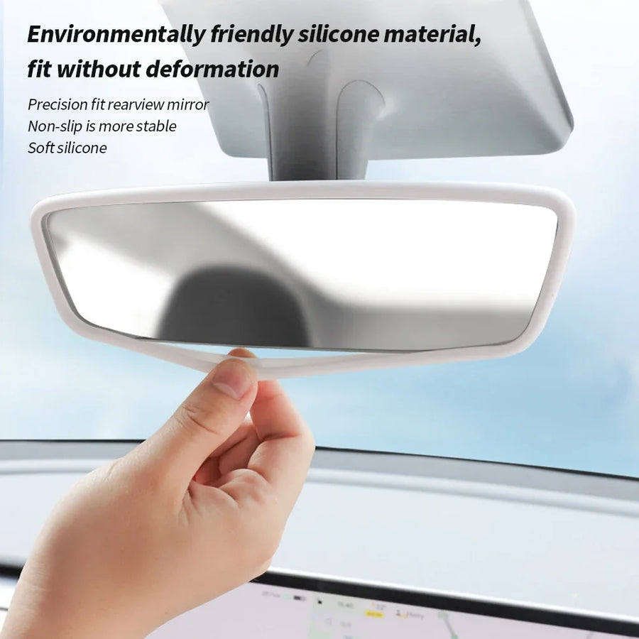 Silicone Rear View Mirror Protector Frame for Tesla Model 3 Y S X Center Console Interior Rearview