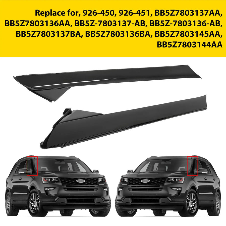 4-Piece for 11-19 Ford Explorer Left Right Side Windshield A-Pillar Molding Trim
