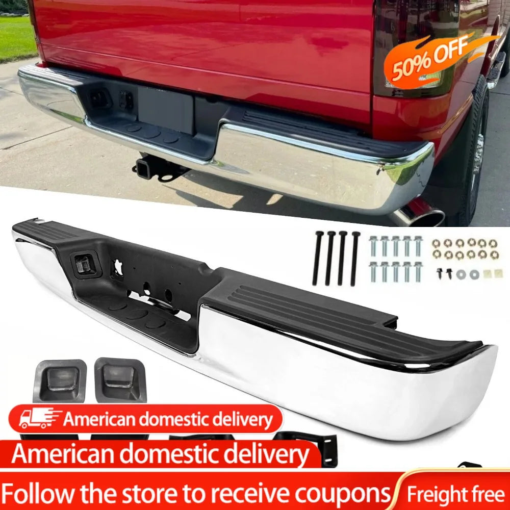 Chrome Rear Bumper Assembly for 2002–2009 Dodge Ram 1500