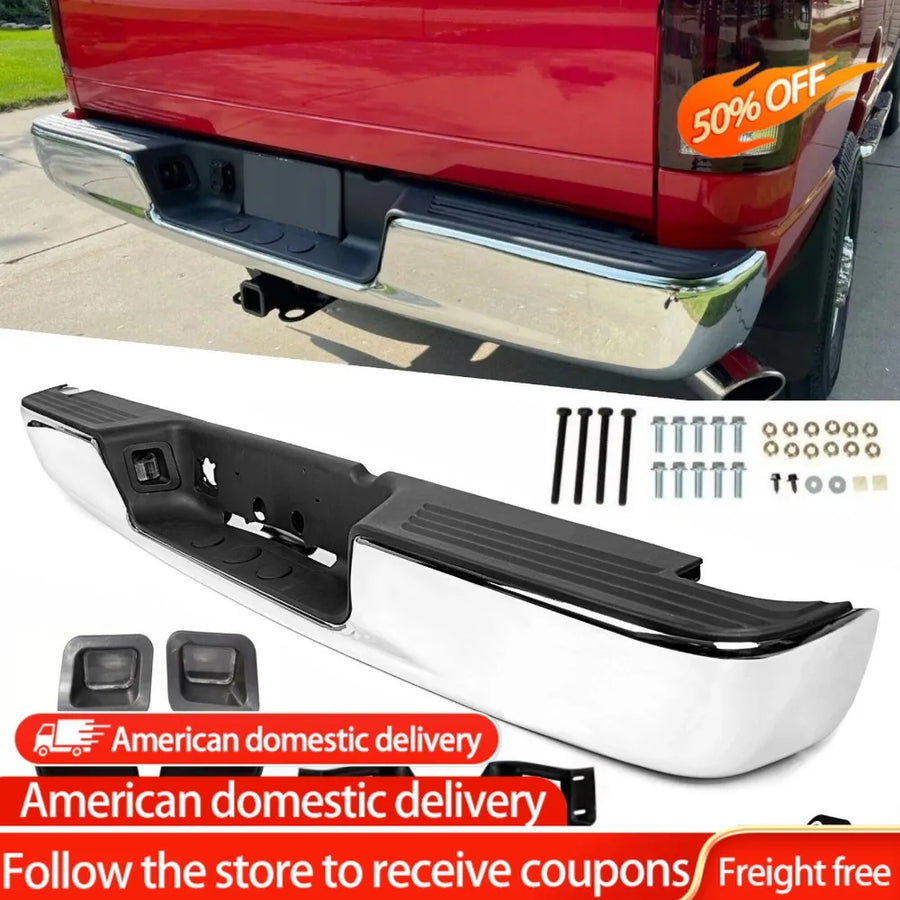 Chrome Rear Bumper Assembly for 2002–2009 Dodge Ram 1500