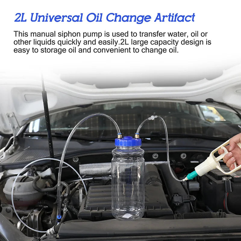 2-Liter Manual Engine Oil Extractor Pump with Storage Bottle