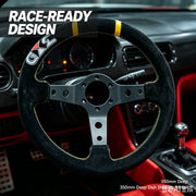 320 mm Suede Deep-Dish 6-Bolt Racing Steering Wheel