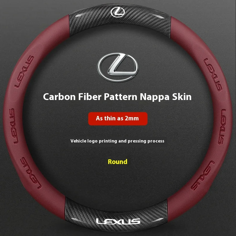Suede Leather and Carbon Fiber-Look Steering Wheel Cover for Lexus Vehicles