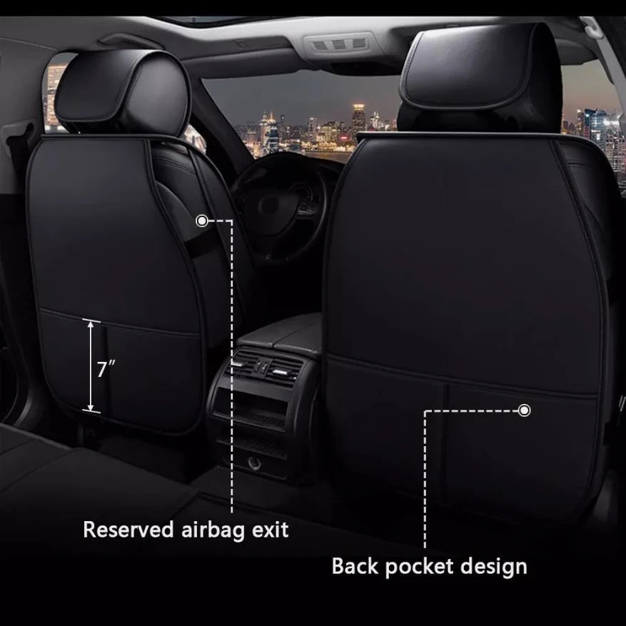 Black Faux-Leather 5-Seat Cover Set – Universal Fit