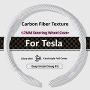 Carbon-Fiber-Texture 37-38CM Steering Wheel Cover for Tesla
