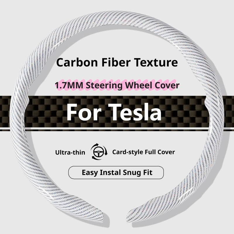 Carbon-Fiber-Texture 37-38CM Steering Wheel Cover for Tesla