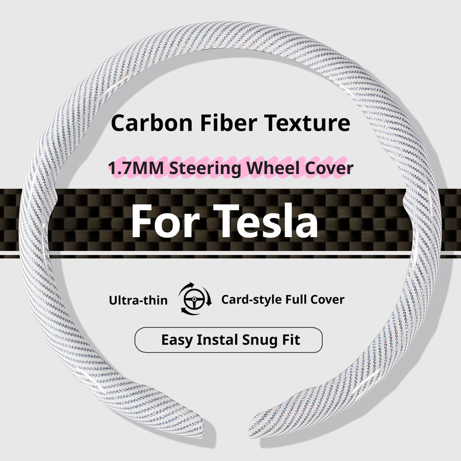Carbon-Fiber-Texture 37-38CM Steering Wheel Cover for Tesla
