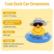 Summer Rubber Duck Dashboard Ornament with Sun Hat and Swim Ring