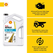 Shell Rotella T4 Triple Protection 15W-40 Diesel Oil, 1 Gallon Case of 3