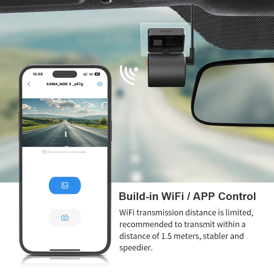 Kawa 2K Dash Cam with Wi-Fi App Control