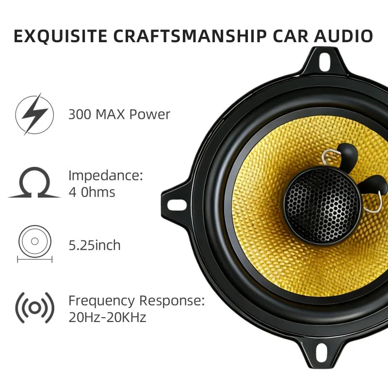5-Inch 300W Max Carbon-Fiber Car Speakers