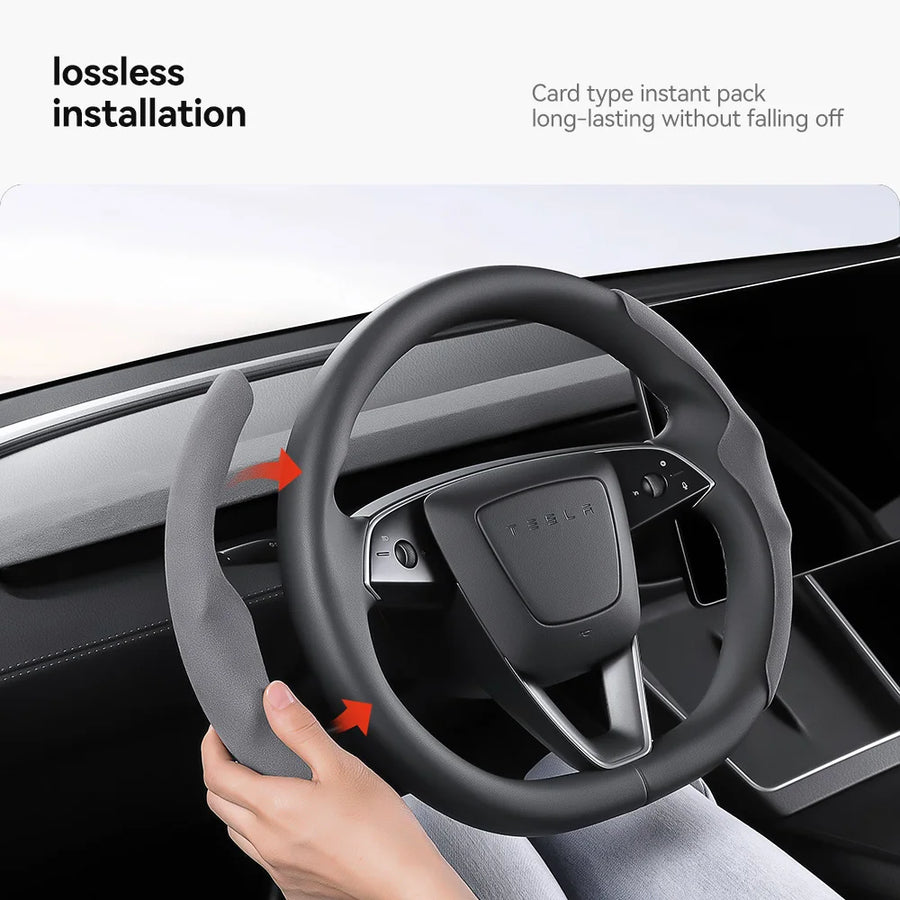 Leather Steering Wheel Cover for Tesla Model 3/Y Highland and Juniper