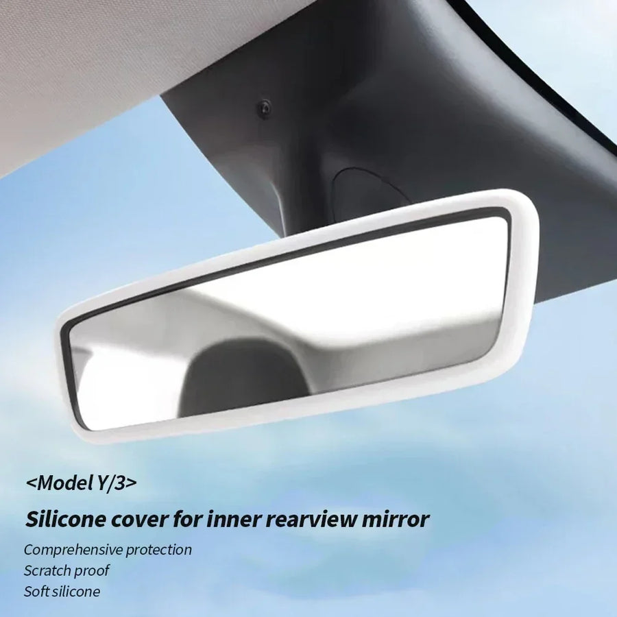 Silicone Rear View Mirror Protector Frame for Tesla Model 3 Y S X Center Console Interior Rearview