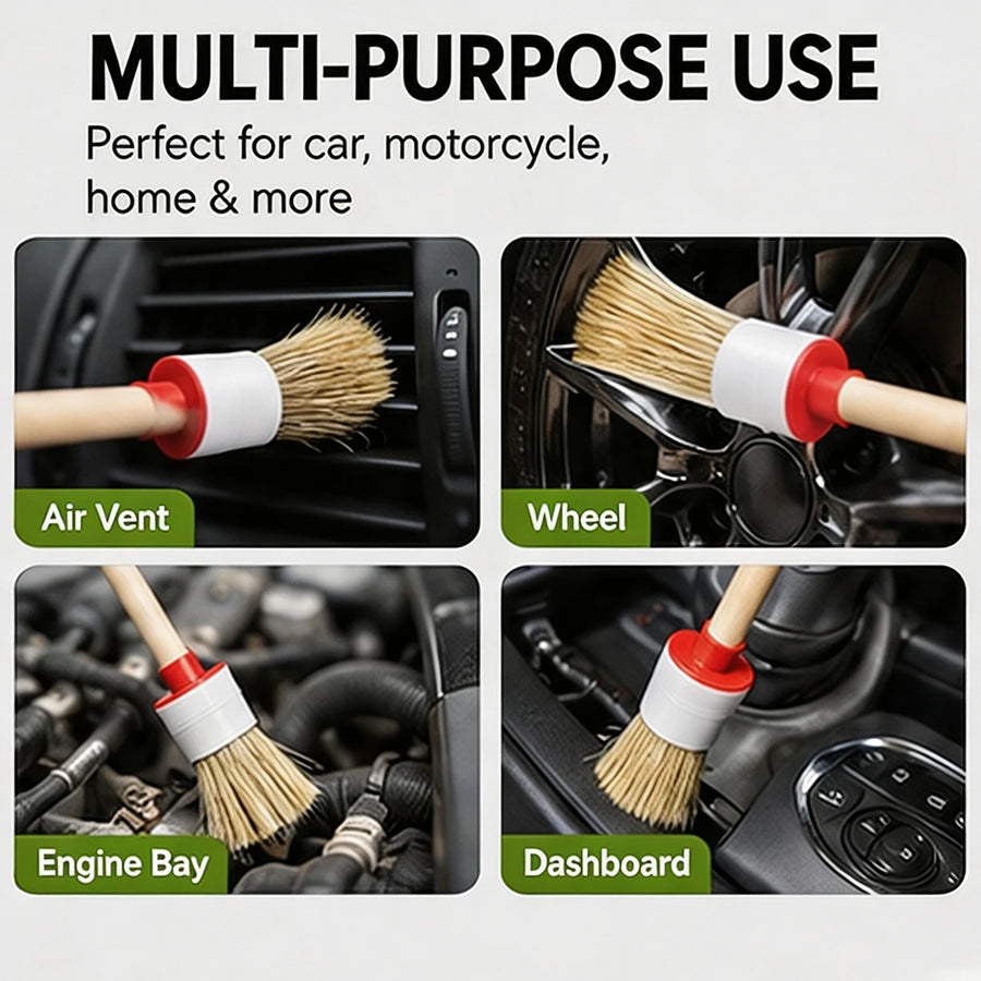 5-Piece Wooden Handle Boar Bristle Detailing Brush Set