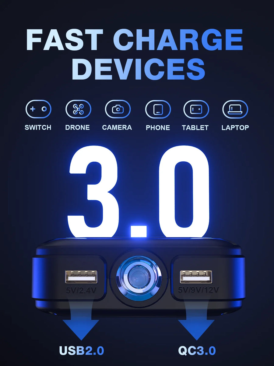 2000A 12V Car Jump Starter with Wireless Charging