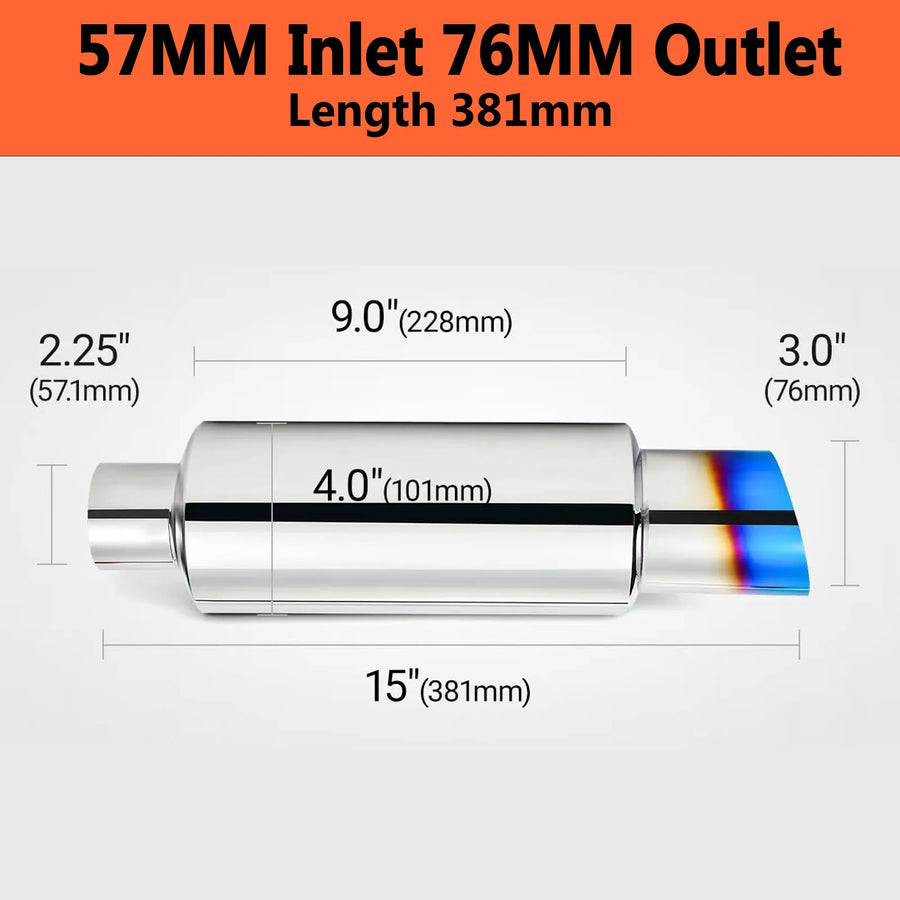 Universal Stainless Steel Universal Exhaust Muffler – 76MM