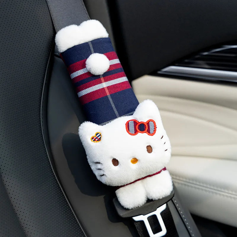 Hello Kitty Plush Car Headrest Pillow and Seat Belt Shoulder Pad Set