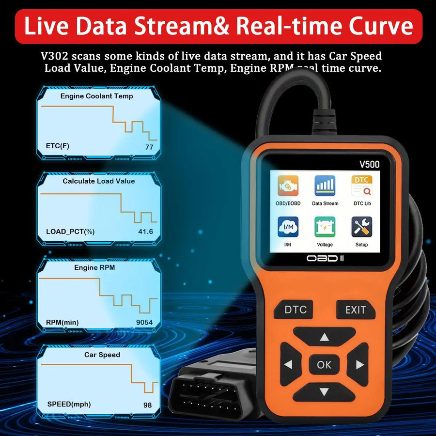 V500 OBD2 Code Reader with Vehicle Voltage and Charging Test