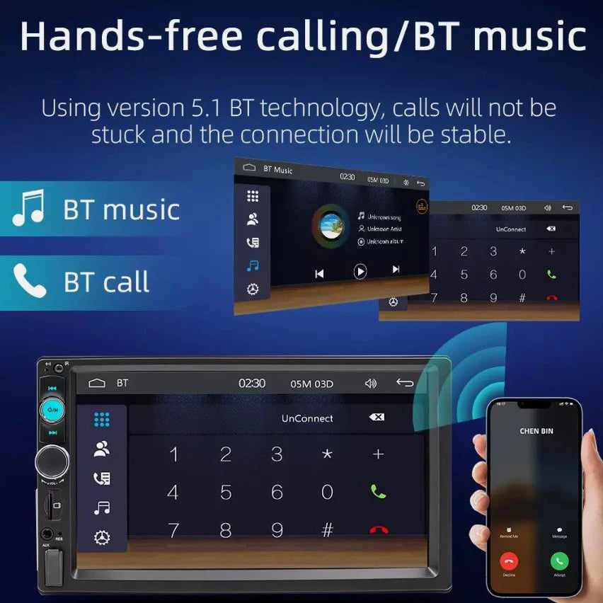 7 in Single-DIN MP5 Receiver with Wired CarPlay/Android Auto & Camera