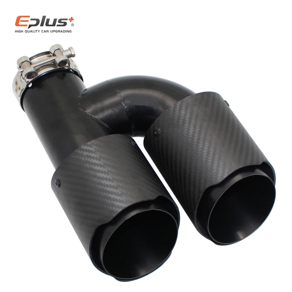Universal H-Shaped Dual-Outlet Carbon-Fiber & Stainless Steel Exhaust Tip