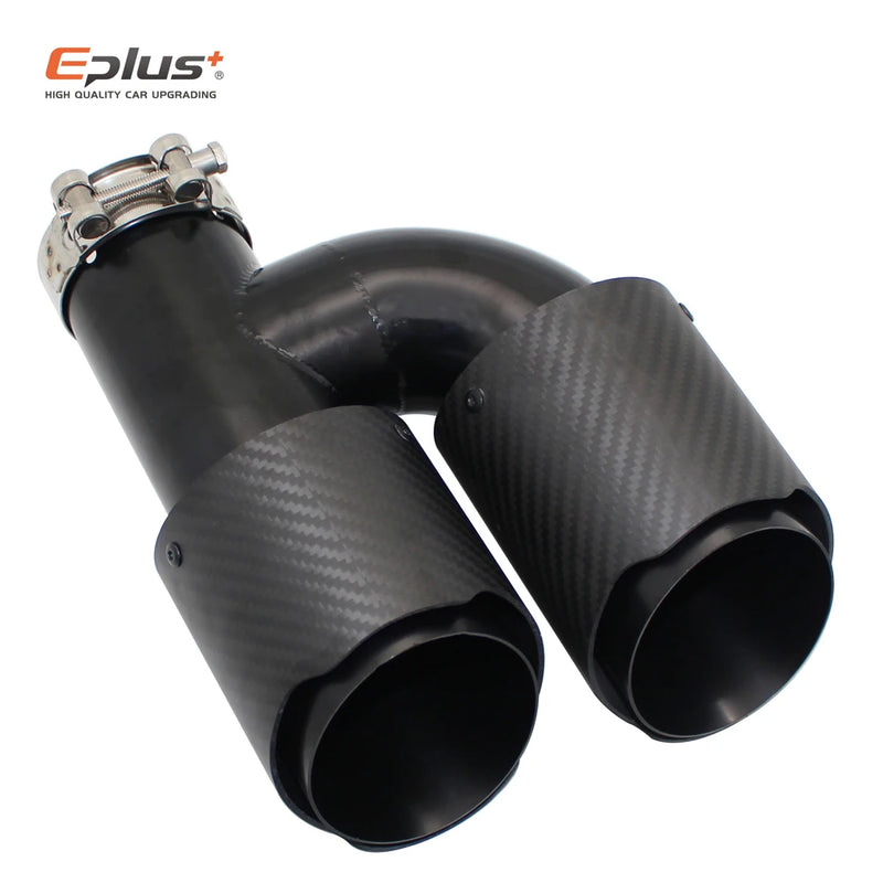 Universal H-Shaped Dual-Outlet Carbon-Fiber & Stainless Steel Exhaust Tip