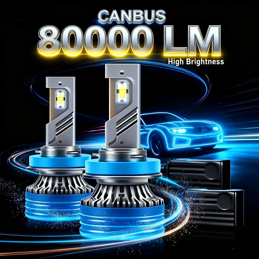 2-Piece H1/H4/H7/H11/9005/9006 LED Headlight Bulb – 6000K, CANBUS