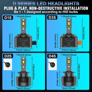 2-Piece D1S/D2S/D3S/D4S/D5S/D8S LED Headlight Conversion Bulb – 6000K, CANBUS