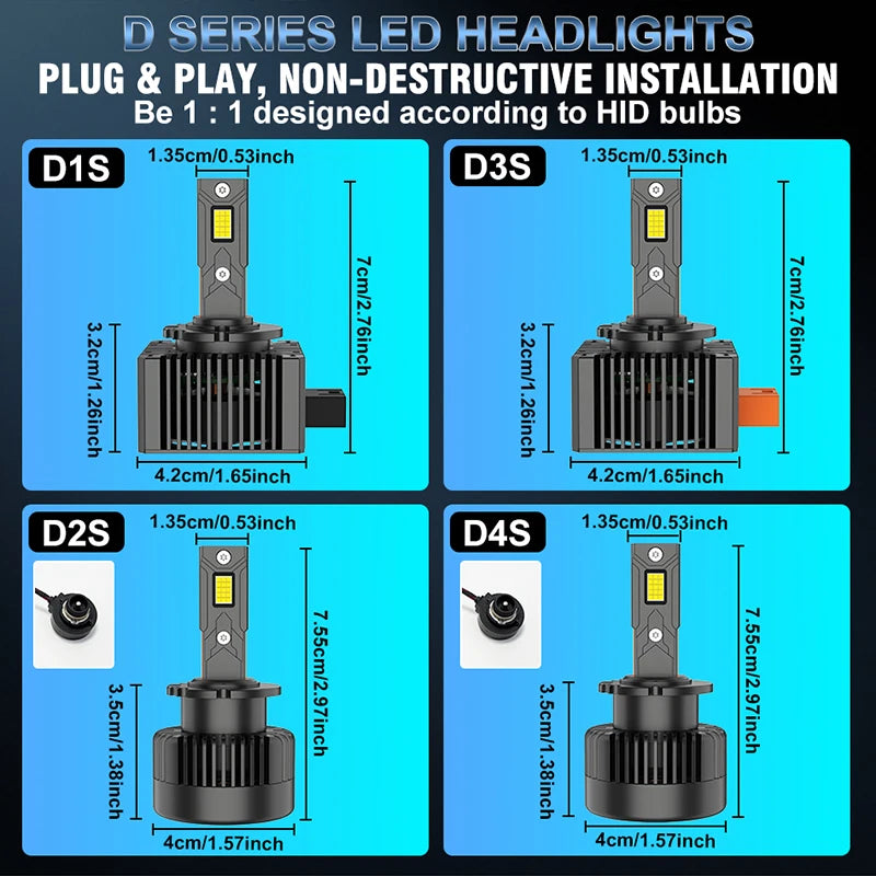 D1S/D2S/D3S/D4S/D5S/D8S LED Headlight Conversion Bulb – 6000K, CANBUS