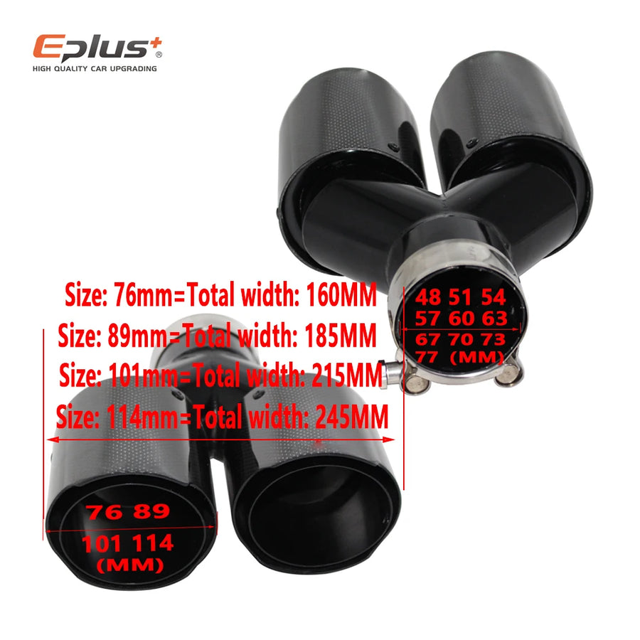 Universal Y-Shaped Dual-Outlet Carbon-Fiber & Stainless Steel Exhaust Tip