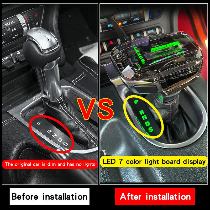 7-Color LED Crystal Gear Shift Knob for Ford Mustang 2015–2024