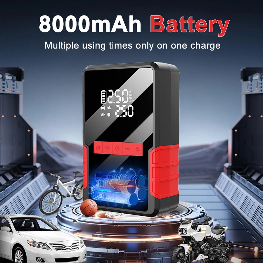 4-in-1 12V Car Jump Starter with 150 PSI Tire Inflator
