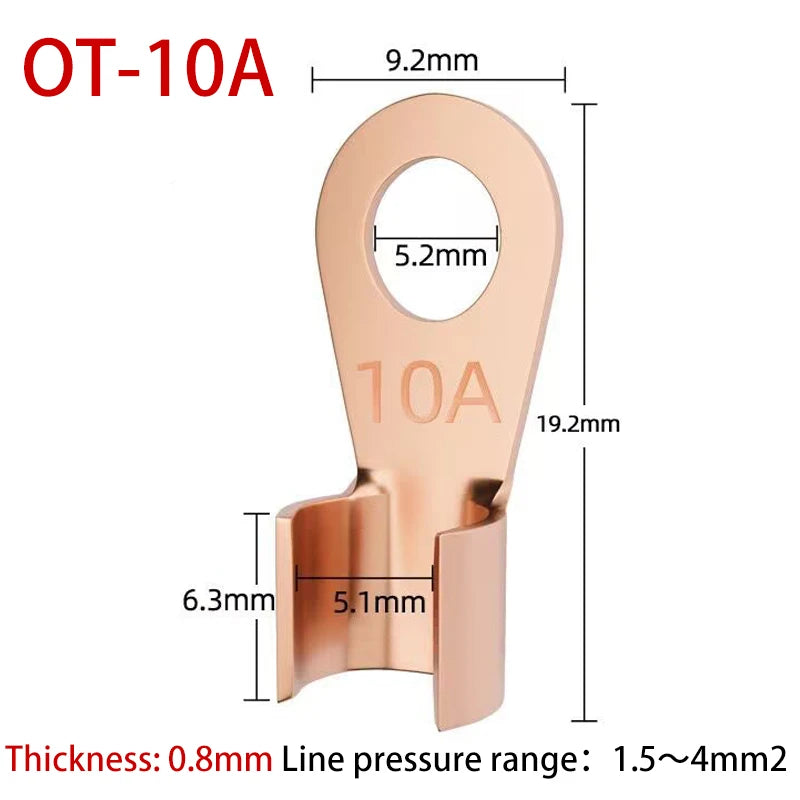 Copper Battery Cable Ring Lug Terminals - 10 or 50 Pieces