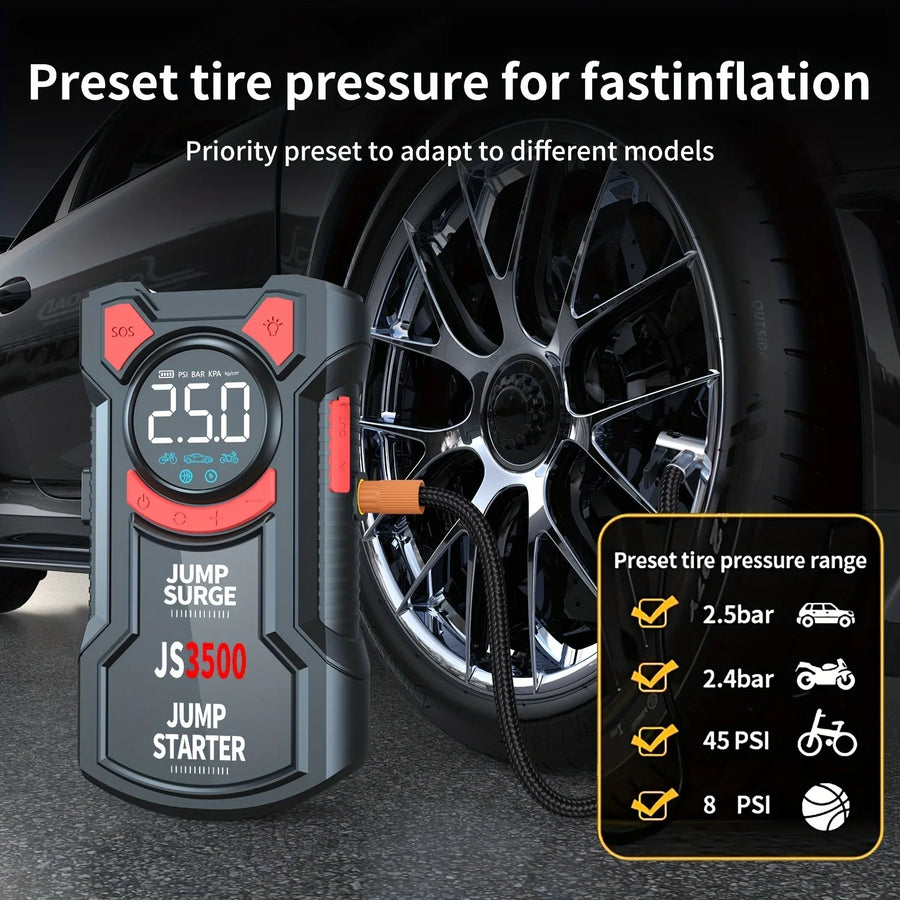 3000A 5-in-1 Car Jump Starter with 150 PSI Tire Inflator