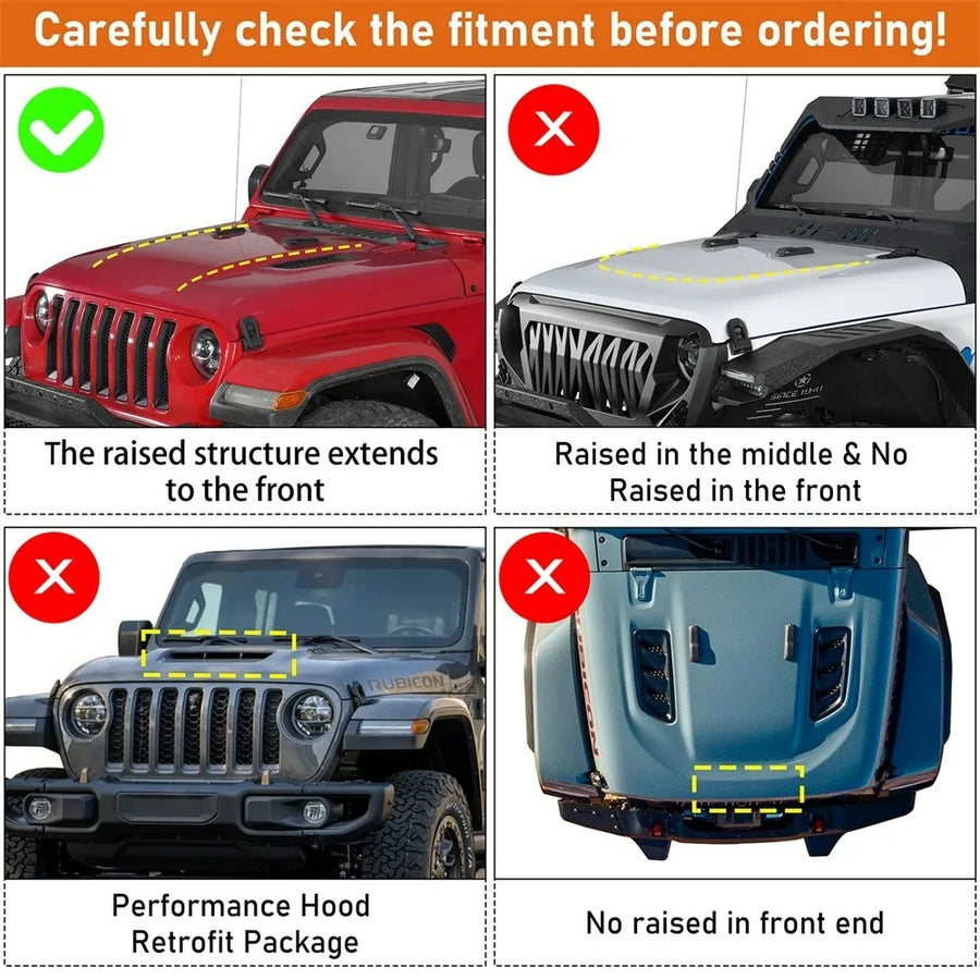 LED Hood Protector Stone Guard for 2018–2026 Jeep Wrangler JL/Gladiator JT