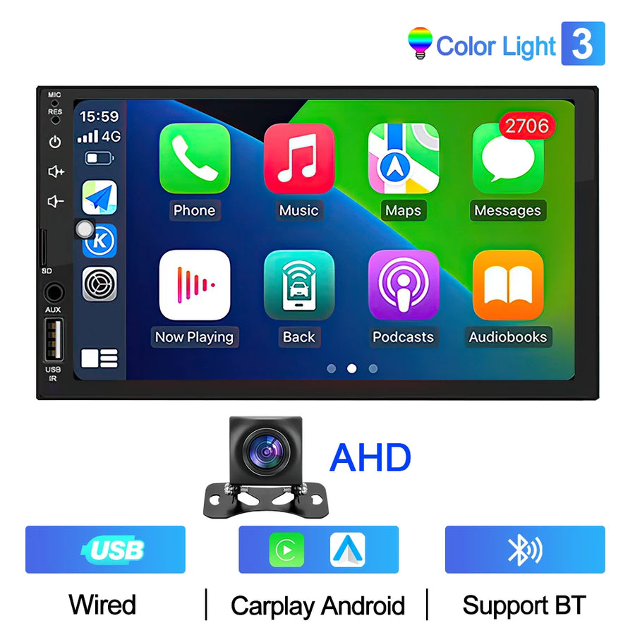 7-Inch Double-DIN CarPlay and Android Auto Touchscreen Receiver