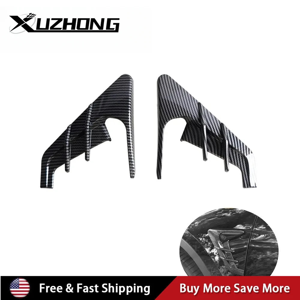 Bright Carbon Fiber Car Side Camera Flanks Covers Spoiler Decorative Protector Guards Dustproof DIY Kit