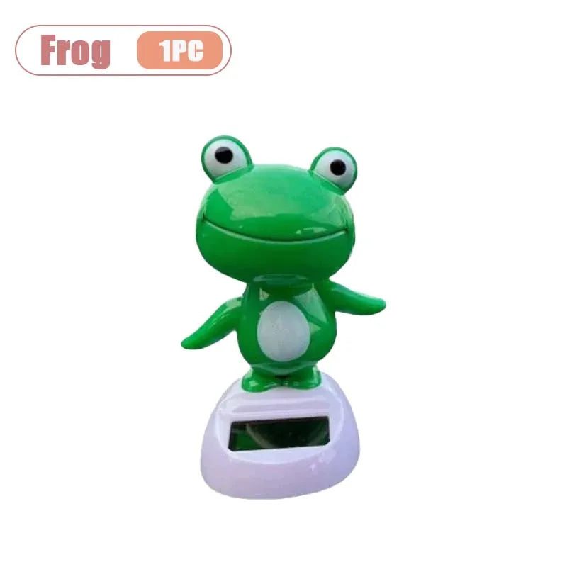 1 10pc Solar Powered Car Dashboard Ornament Cute Animal Frog Bobble Head Toy Decoration Gift