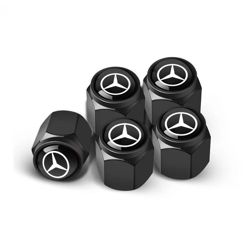 5-Piece Metal Tire Valve Stem Cap Set for Mercedes-Benz