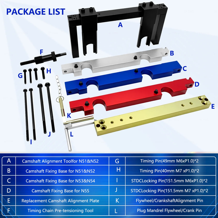 BMW S55/N51/N52/N53/N54/N55 Camshaft Alignment and Timing Tool Kit