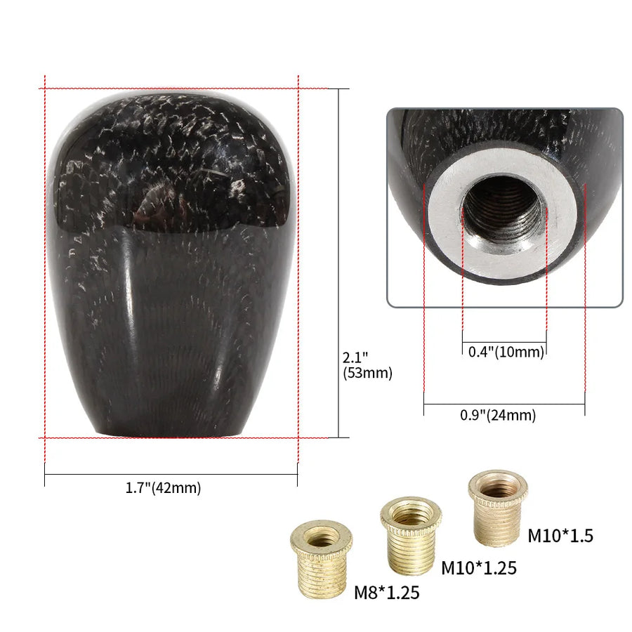 Universal Carbon-Fiber-style Oval 5-Speed Manual Gear Shift Knob
